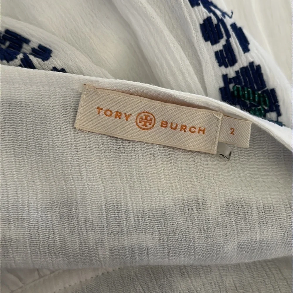 Tory Burch Alexandria Cotton Embroidered Beaded Flowy Summer Skirt